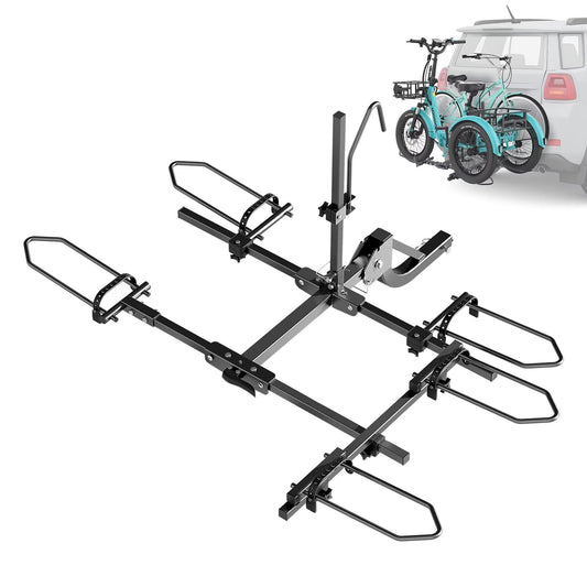 MOONCOOL Trike Hitch Rack for SUV Truck Van RV, Fit 2" Receiver, Foldable Bike Carrier, 170/270 lbs Heavy-Duty Platform Carrier,Black-Upgraded