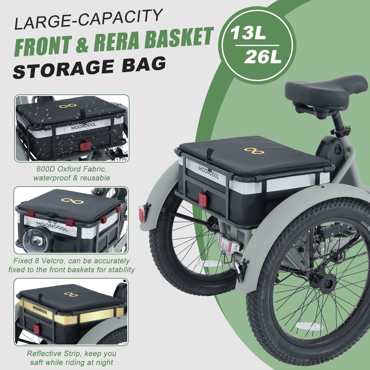 LILYPELLE Electric Trike for Adults, 750W Folding Electric Tricycle Electric Trike, 3 Wheel Electric Bicycle Motorized Three Wheel Ebike with Large Basket for Women Men