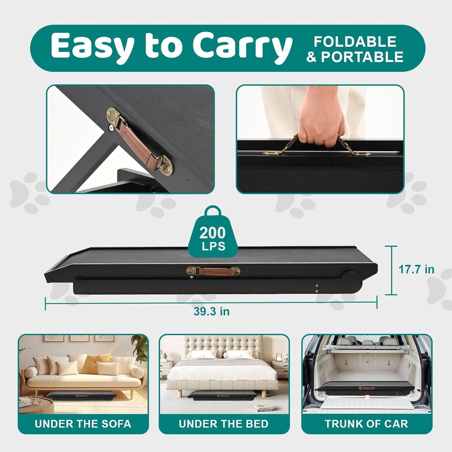 Lilypelle Foldable Pet Ramp for Small & Large dog,Adjustable Wood Dog Ramp