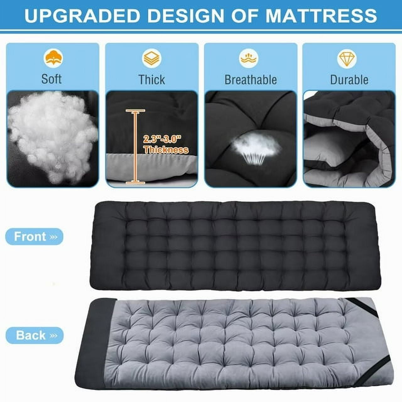 Lilypelle Oversized XXL Folding Camping Cot for Adults, 32" XXL Wide Folding Cot Bed for Sleeping with 2 Sided Mattress & Carry Bag, Tent Cot, Supports 900 lbs