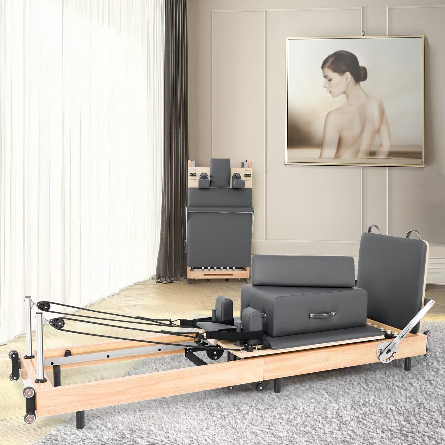 Lilypelle Pilates Reformer Machine Equipment with Spring for Home Workout,Foldable Reformer Pilates for Beginner ,300lbs load-bearing