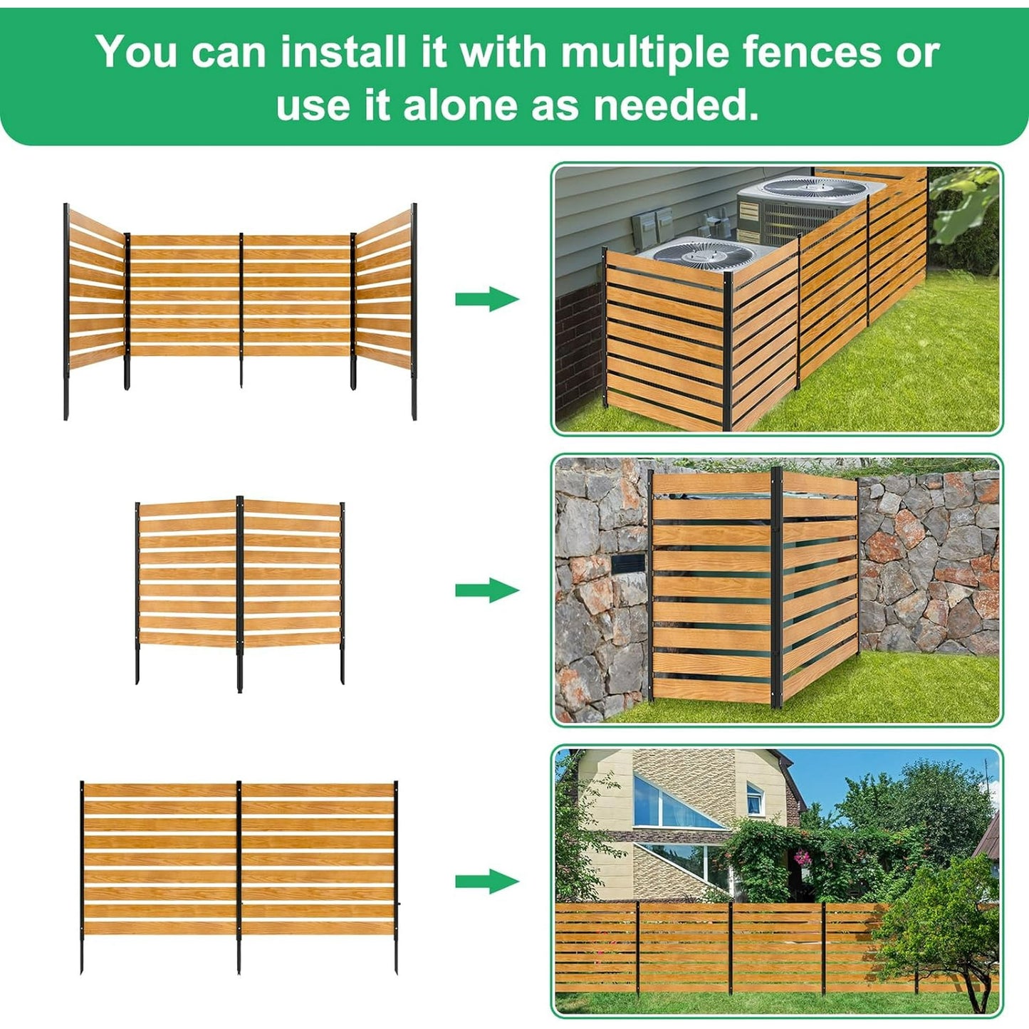 Lilypelle Air Conditioner Fence, Pool Equipment Enclosure,  Privacy Screens Fence Panels with Metal Stakes, Trash Can Fence Privacy Fence Panel for Outside