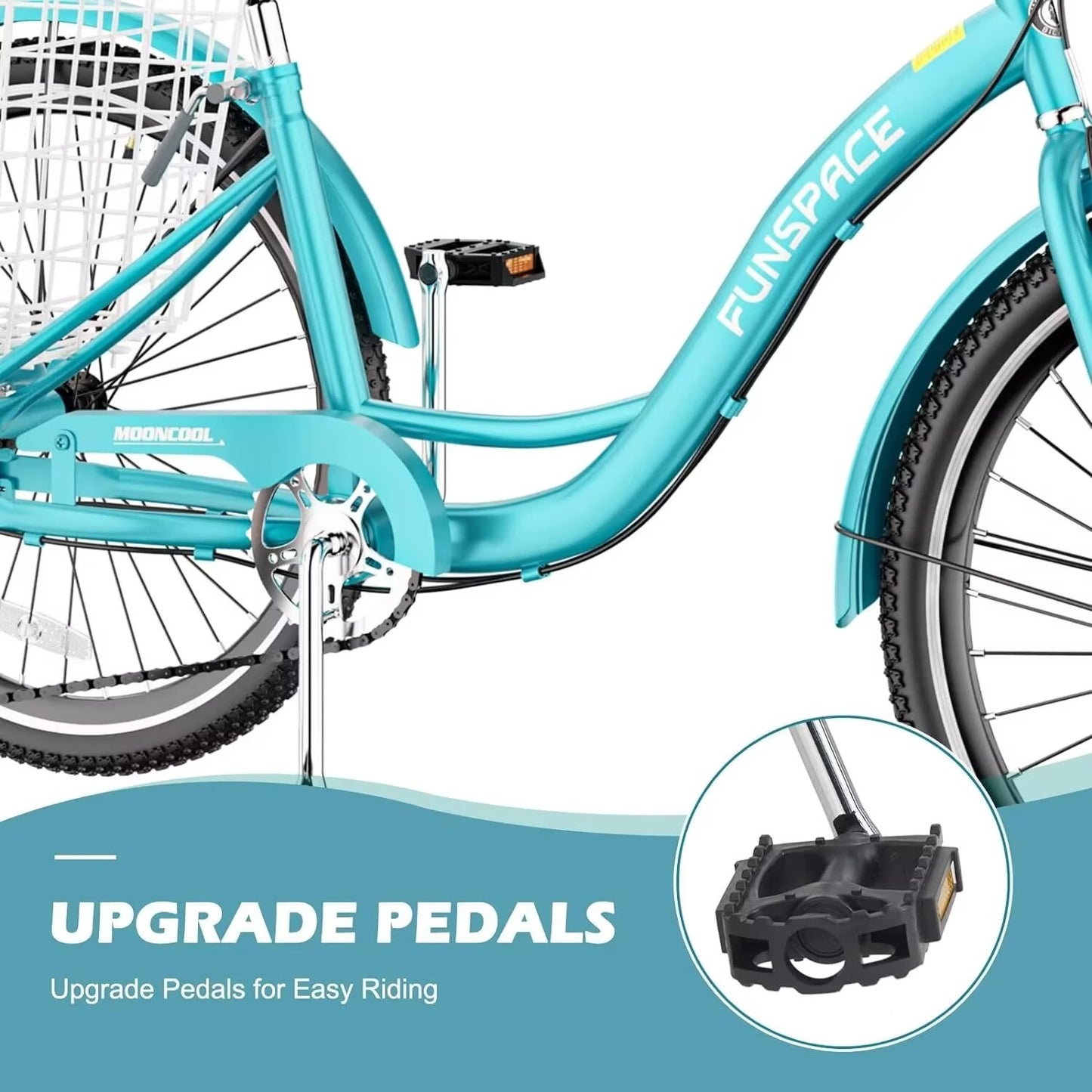 Lilypelle Adult Tricycles 7 Speed 26 inch Three Wheel Bike Cruiser Trike with Low-Step Through Frame/Large Basket for Men, Women, Seniors