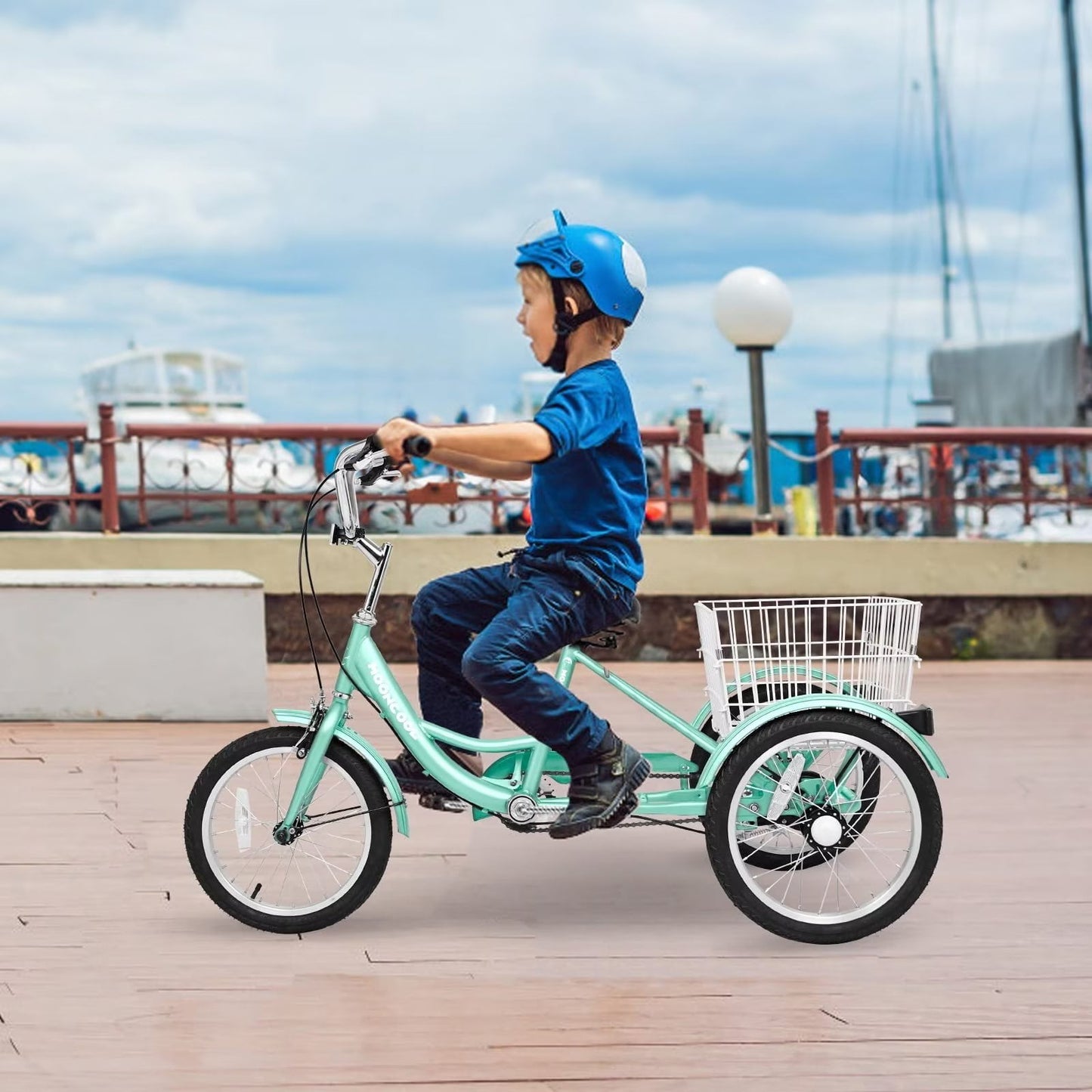 Lilypelle Kids Tricycle with 16" Wheels，1-Speed Trike for Adult Beginner Riders, 3 Wheels Bike with Basket for Exercise & Shopping & Picnic，Stars&Stripes