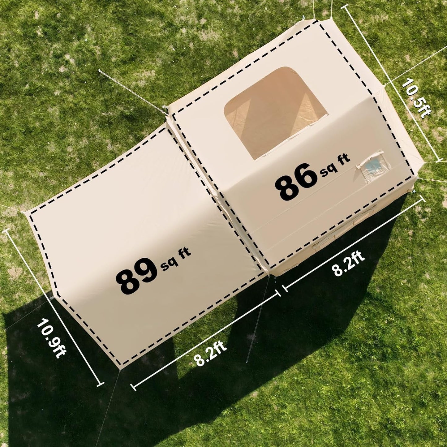 Lilypelle 4-6 Person Blow Up Inflatable Tent with Canopy, Hot Tent with Stove Jack, Easy Setup Air Camping Tent with Hand Pump, Waterproof Inflatable House for Family Glamping