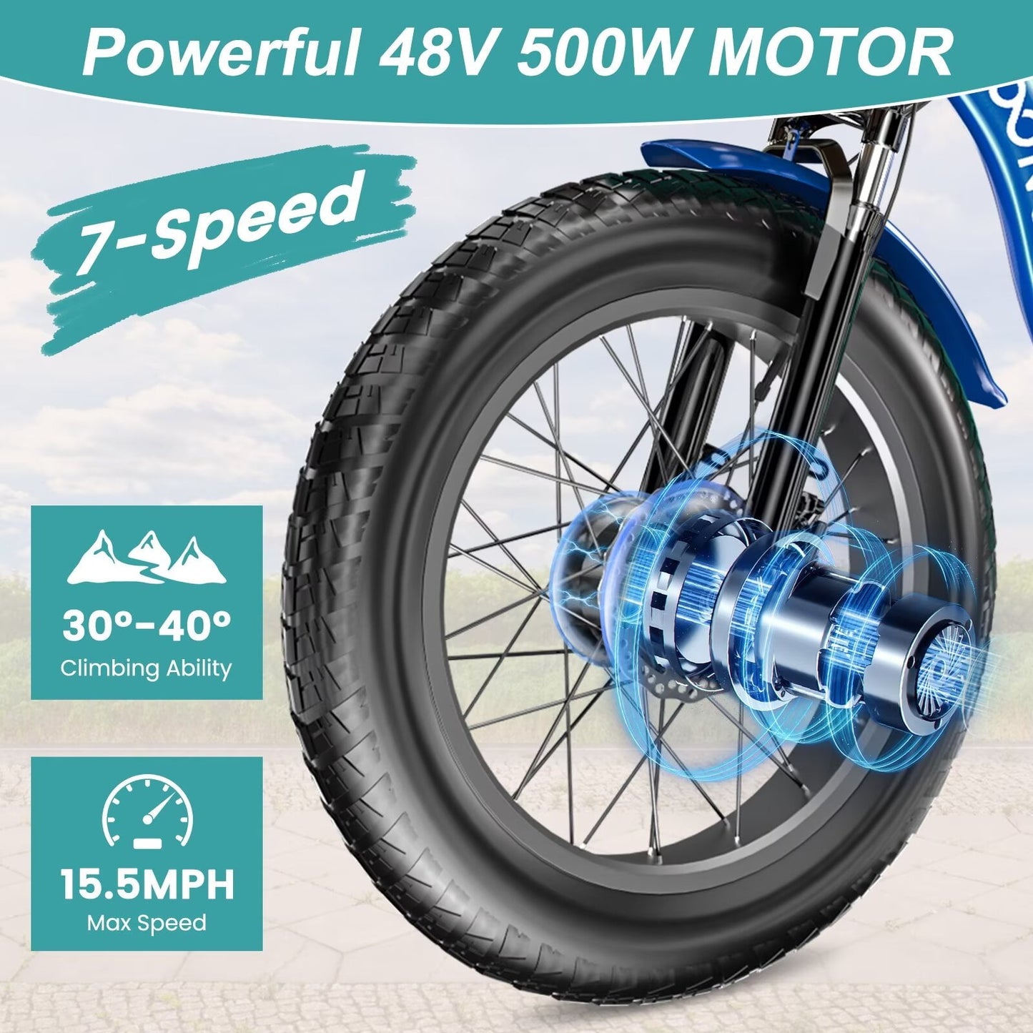 Lilypelle 7-Speed Electric Tricycle with 20" x 4" Fat Tires for Adults,500W 48V 14.5Ah Lithium Battery ,3 Wheels Electric bike with Front & Rear Basket for Men, Women，Senior