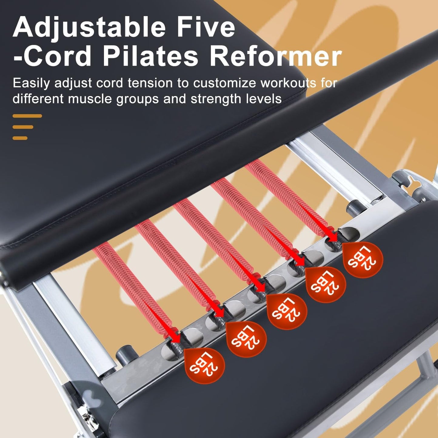 Lilypelle Pilates Reformer Machine Equipment with Spring for Home Workout,Foldable Reformer Pilates for Beginner ,300lbs load-bearing