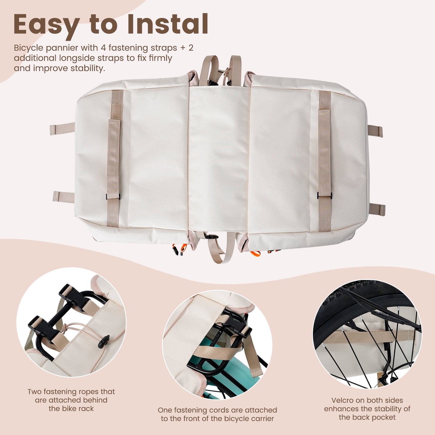 Lilypelle 11Gal 900D Waterproof Cycling Bicycle Saddle Bag ,Bike Storage Pouch,Rear Rack Seat Trunk