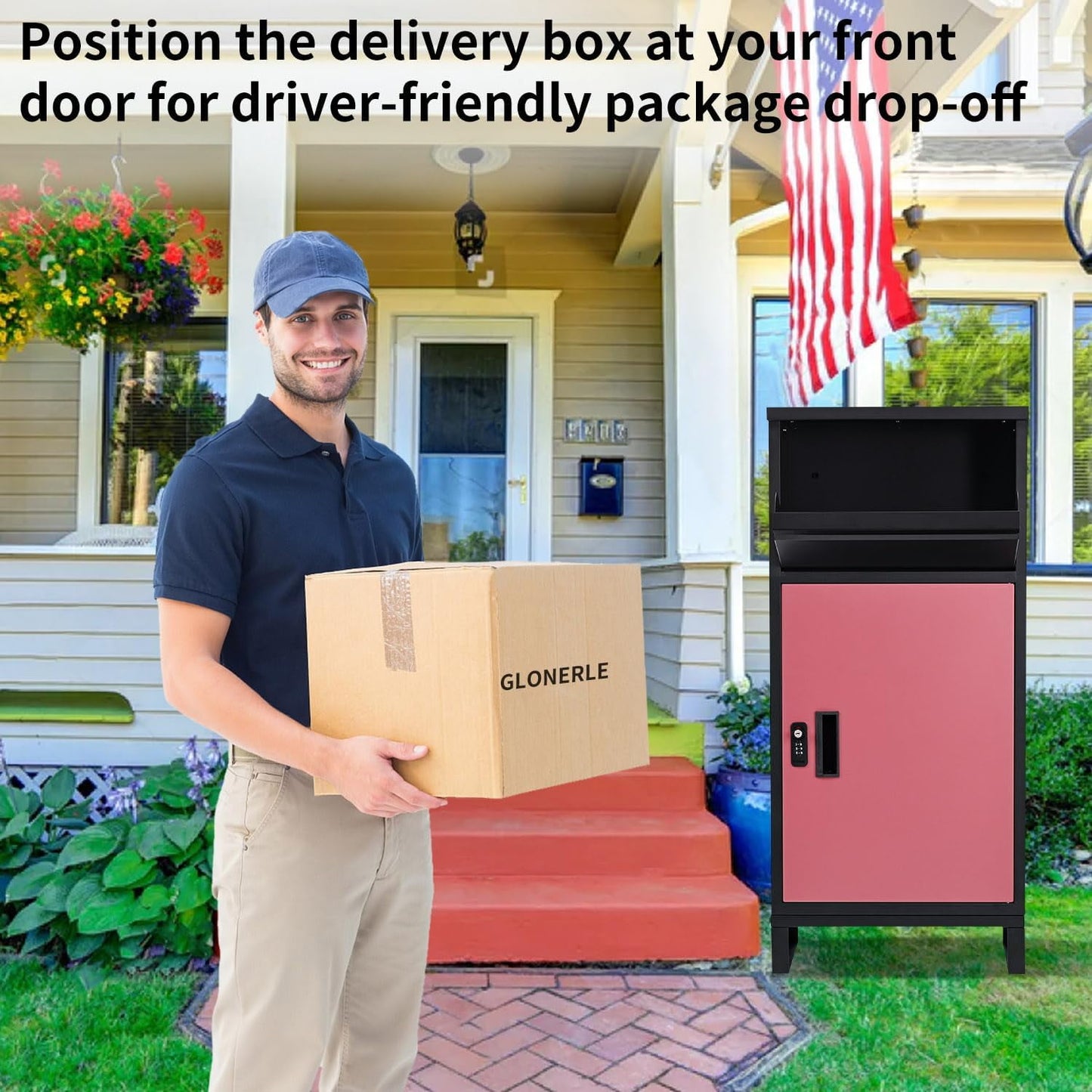 Lilypelle Outside Package Delivery Boxes , 7" x 11" x 34" Large Galvanized Steel Wall and Floor Mount Locking Mailbox, Anti-Theft Delivery Box for Porch, IPX3 Waterproof