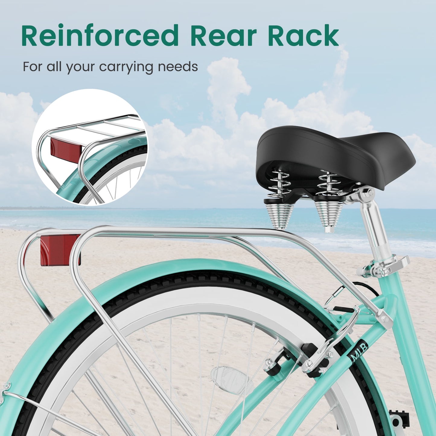 Lilypelle Beach Cruiser Bicycle, 24" 26" Wheel 7 Speed Bike Fits Rider: 4'11"-6'2", Step Through Bikes for Commuting, Unisex