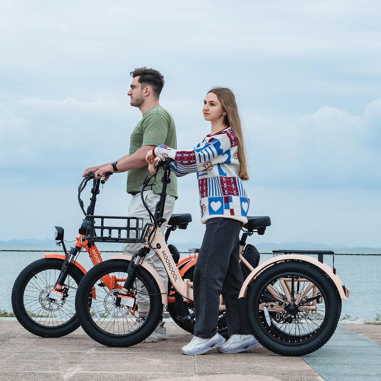 MOONCOOL Electric Tricycle for Adults, 20" Folding 3 Wheels Electric Bicycle, 48V 500W Motorized Three Wheel Ebike w/Aluminum Frame, Removable Battery and Basket