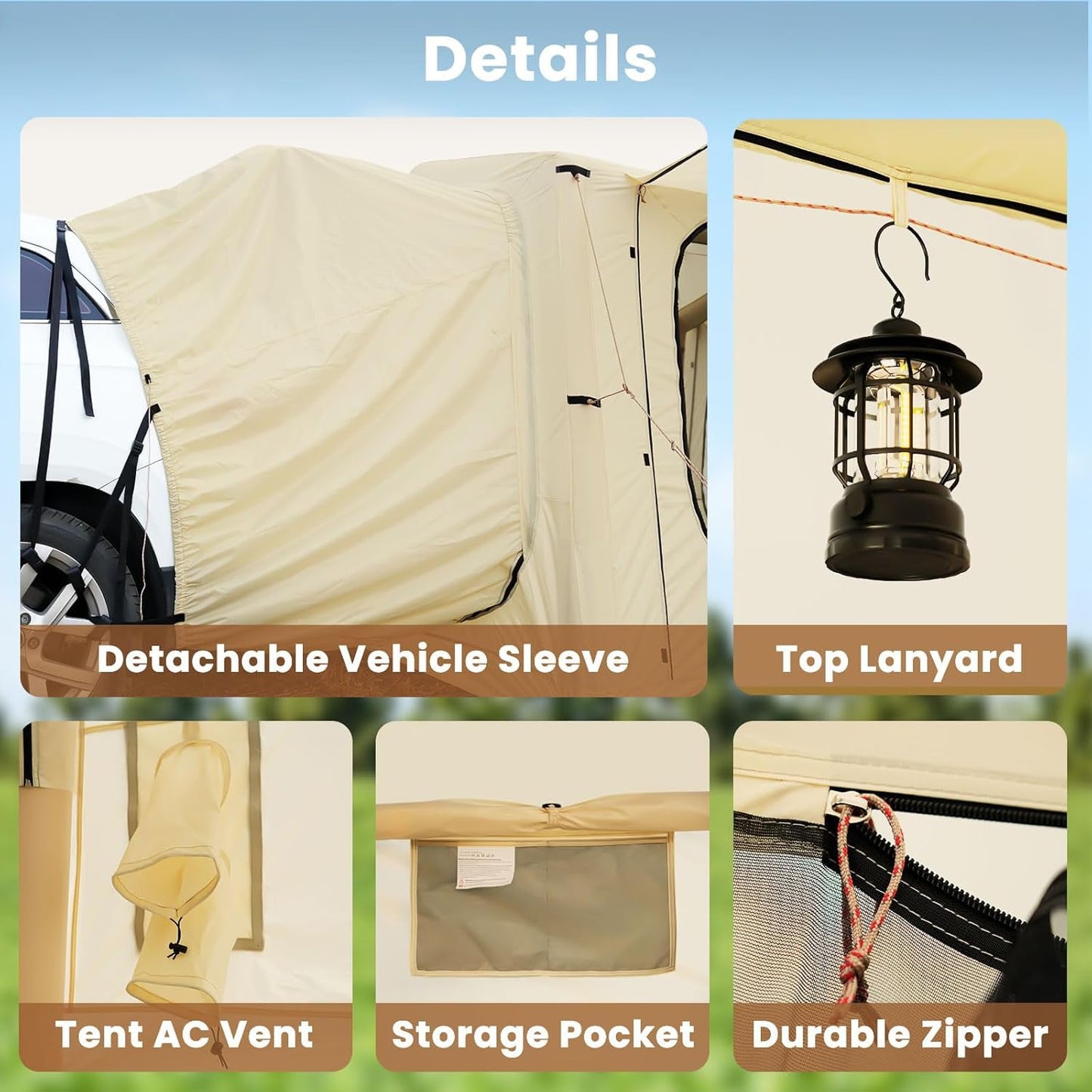 Lilypelle 4-6 Person Blow Up Inflatable Tent, 2-in-1 SUV Tailgate Hot Tent with Stove Jack, Easy Setup Camping Tent with Hand Pump, Waterproof Inflatable House for Outdoor