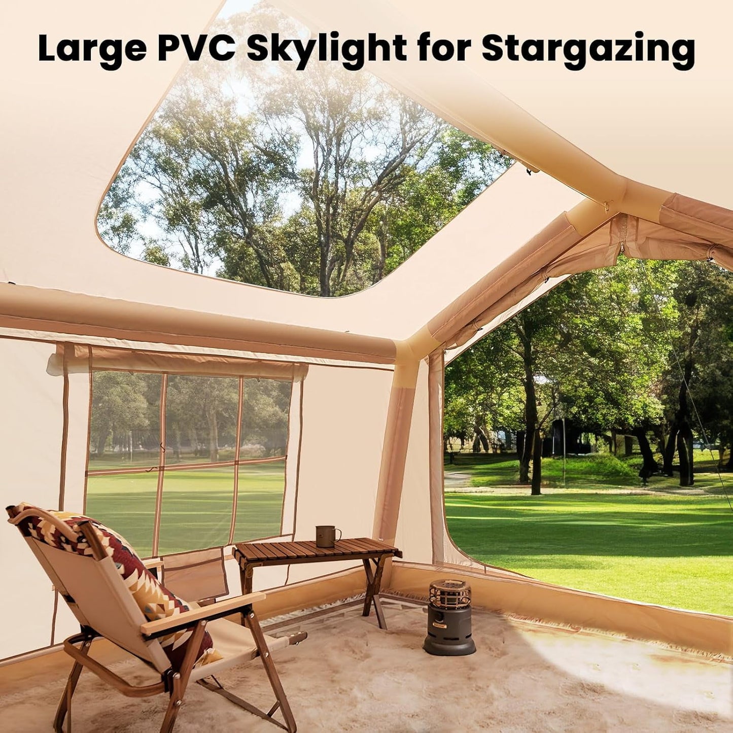 Lilypelle 4-6 Person Blow Up Inflatable Tent with Stove Jack, Hot Tent for Camping with Hand Pump, Waterproof Inflatable Camp Tent, Easy Setup Glamping Inflatable House,10.5ft X 8.2ft X 6.9ft