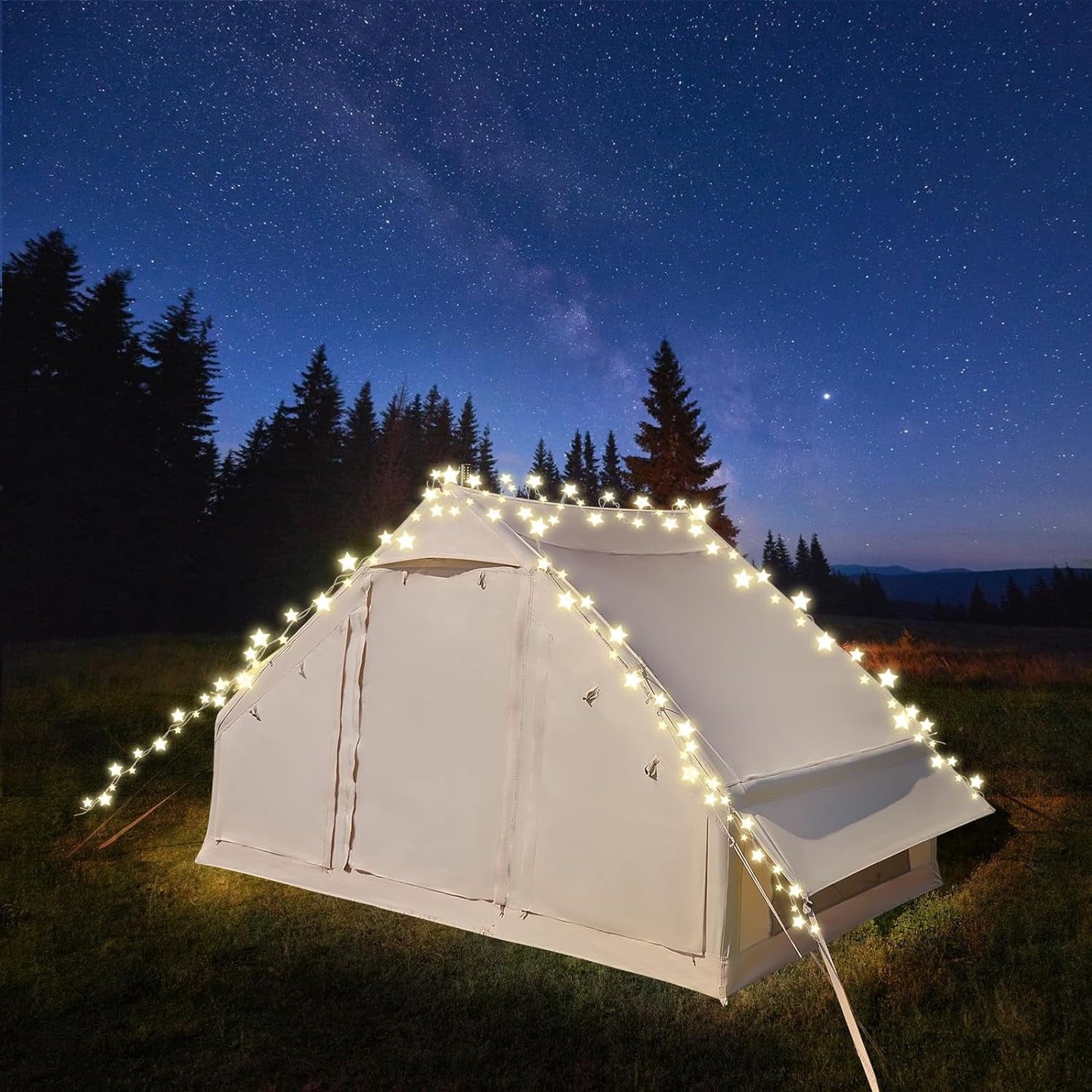 Lilypelle 4-6 Person Blow Up Inflatable Tent with Stove Jack, Hot Tent for Camping with Hand Pump, Waterproof Inflatable Camp Tent with Mesh Windows, Easy Setup Glamping Inflatable House