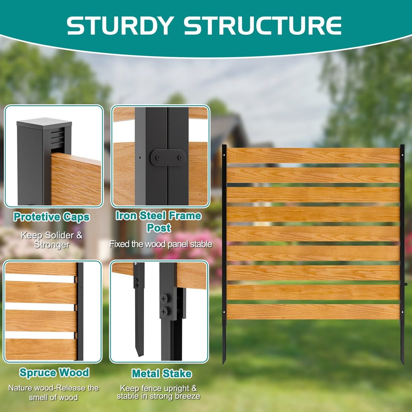 Lilypelle Air Conditioner Fence, Pool Equipment Enclosure,  Privacy Screens Fence Panels with Metal Stakes, Trash Can Fence Privacy Fence Panel for Outside