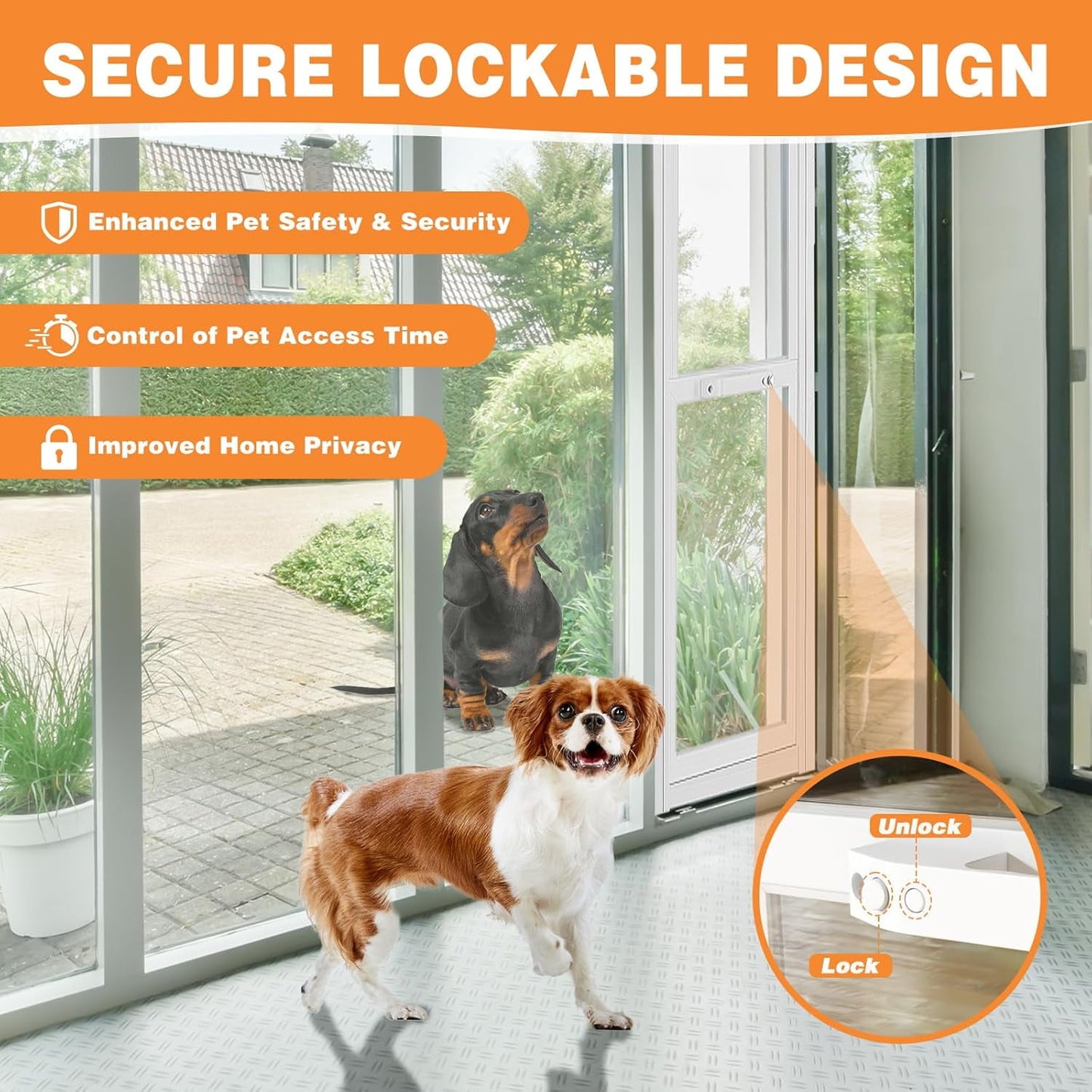 Lilypelle Dog Door for Sliding Glass Door, 74.8''-80.7'' Adjustable Sliding Glass Door for Small Dog & Cat Door