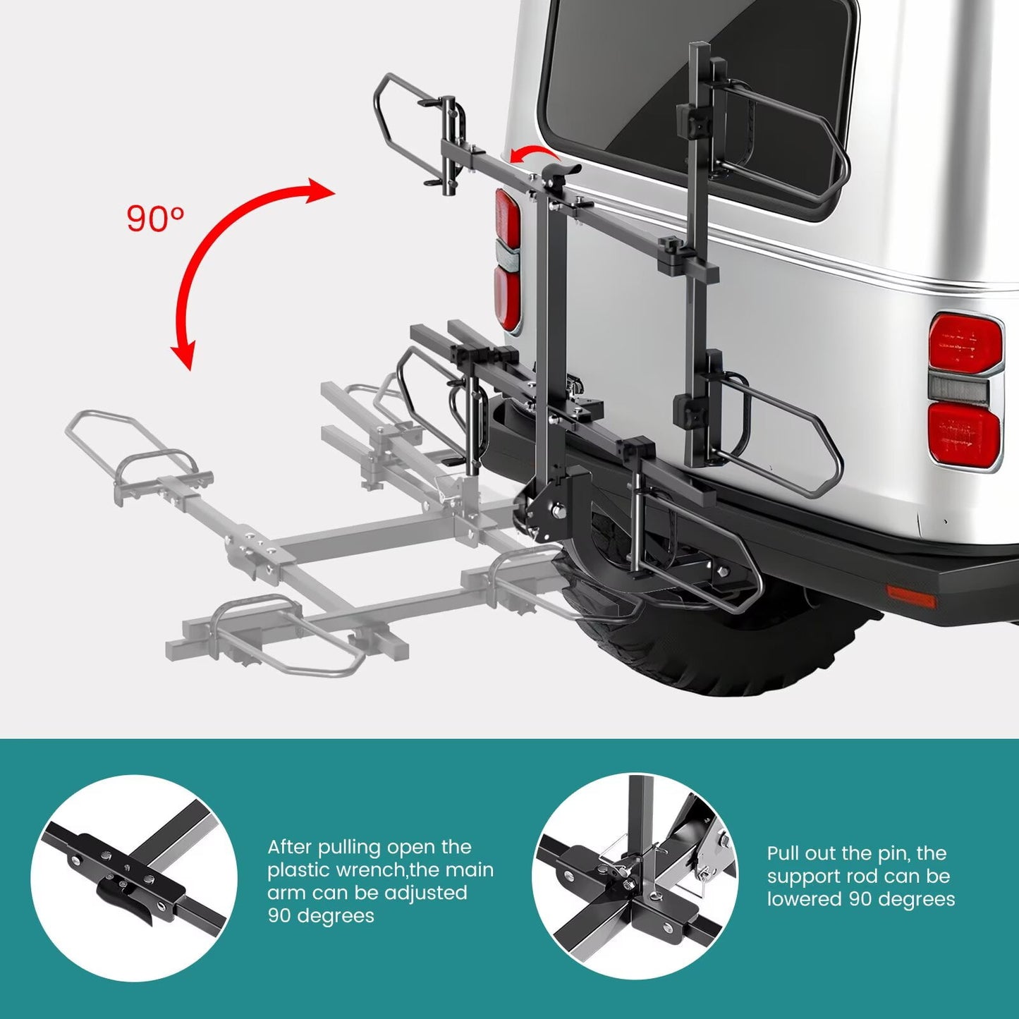 MOONCOOL Trike Hitch Rack for SUV Truck Van RV, Fit 2" Receiver, Foldable Bike Carrier, 170/270 lbs Heavy-Duty Platform Carrier,Black-Upgraded